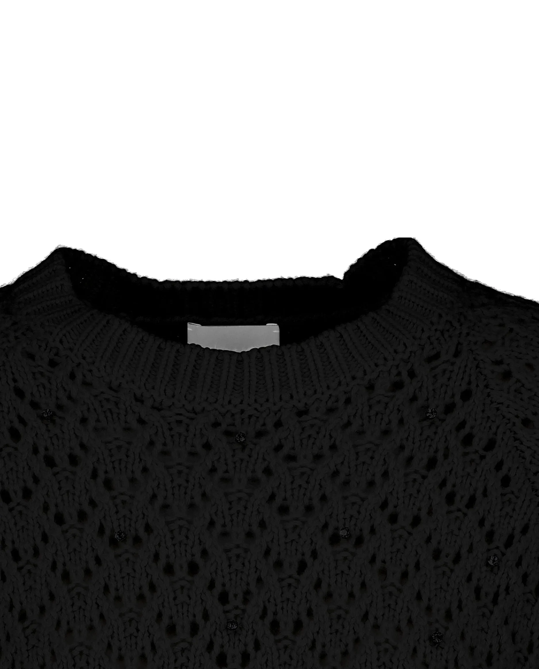 24517682 Short sleeve open knit embellished sweater