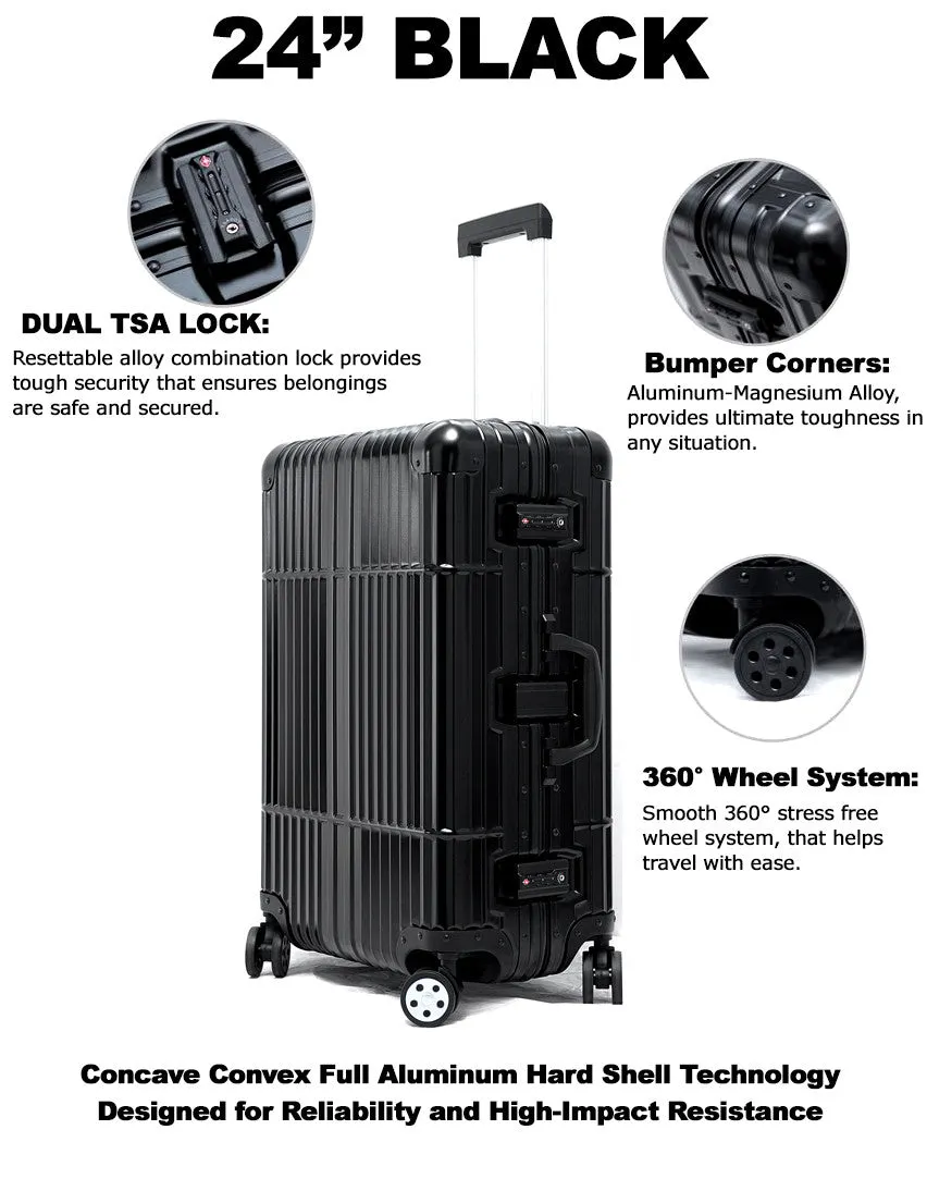 24" Aluminum Luggage (Black)