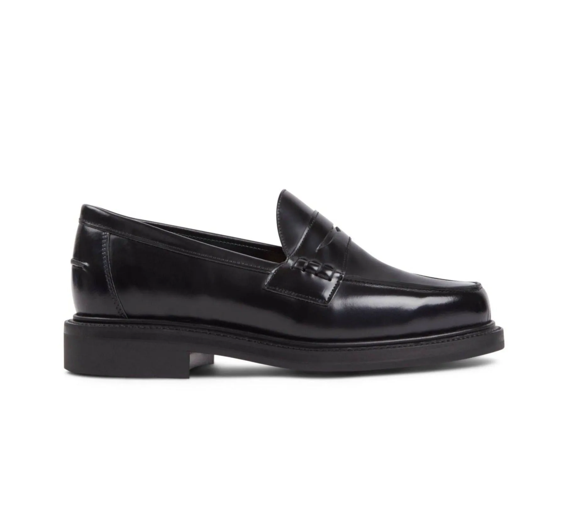 Aldwych Buttseam Penny Loafer - Black Leather