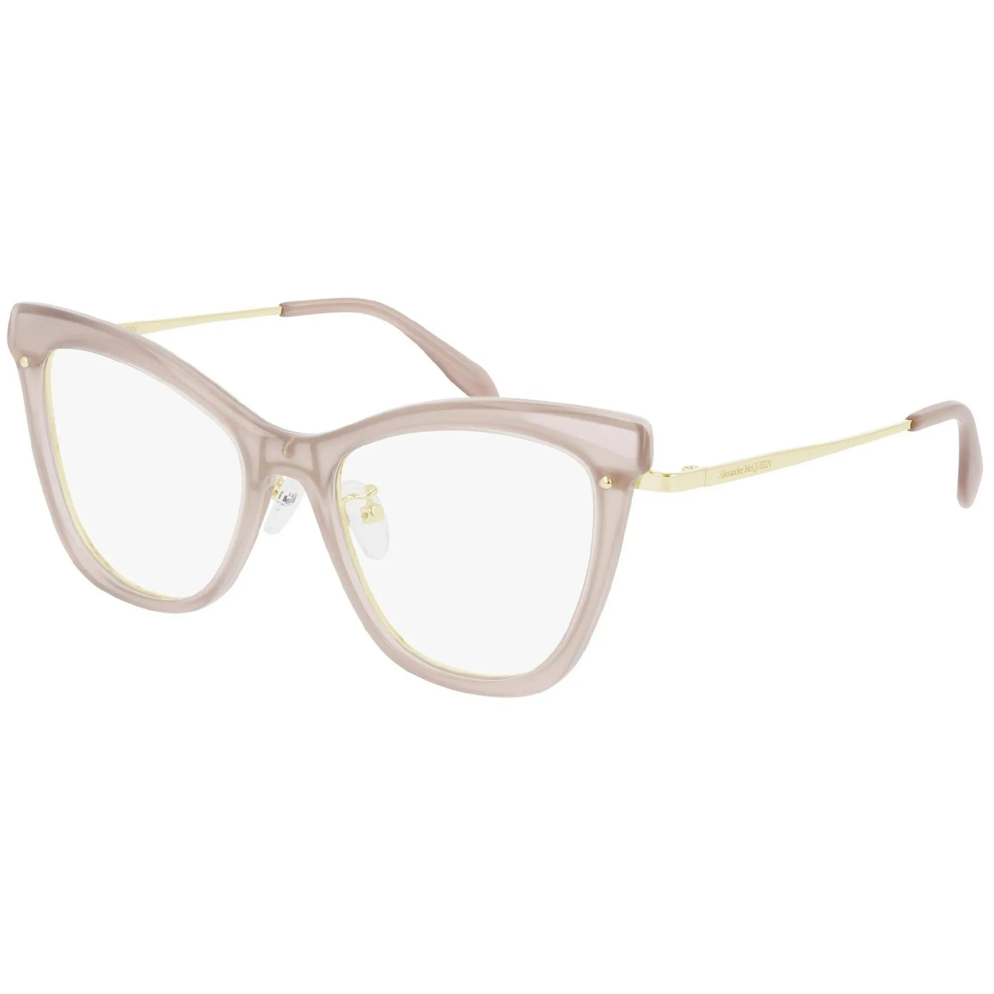 Alexander McQueen Women's Sunglasses Spring Summer Nude Transparent Demo Lens Demo Lens Shiny AM0265O 003