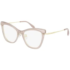 Alexander McQueen Women's Sunglasses Spring Summer Nude Transparent Demo Lens Demo Lens Shiny AM0265O 003