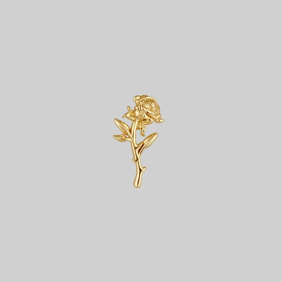 AMOR. Gold Rose Stem Stud Earring - Helix/Tragus