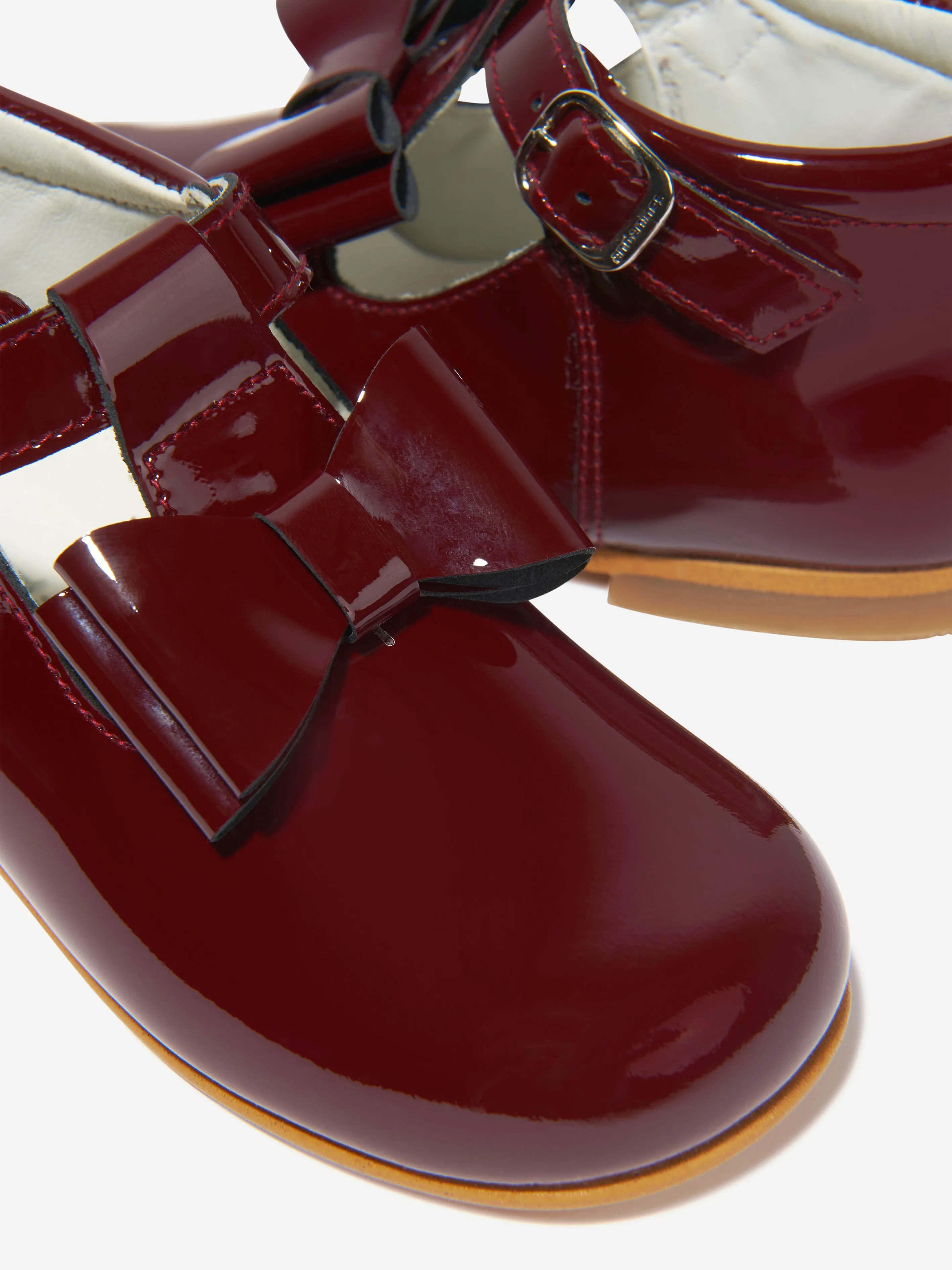 Andanines Girls Patent Leather Bow Shoes