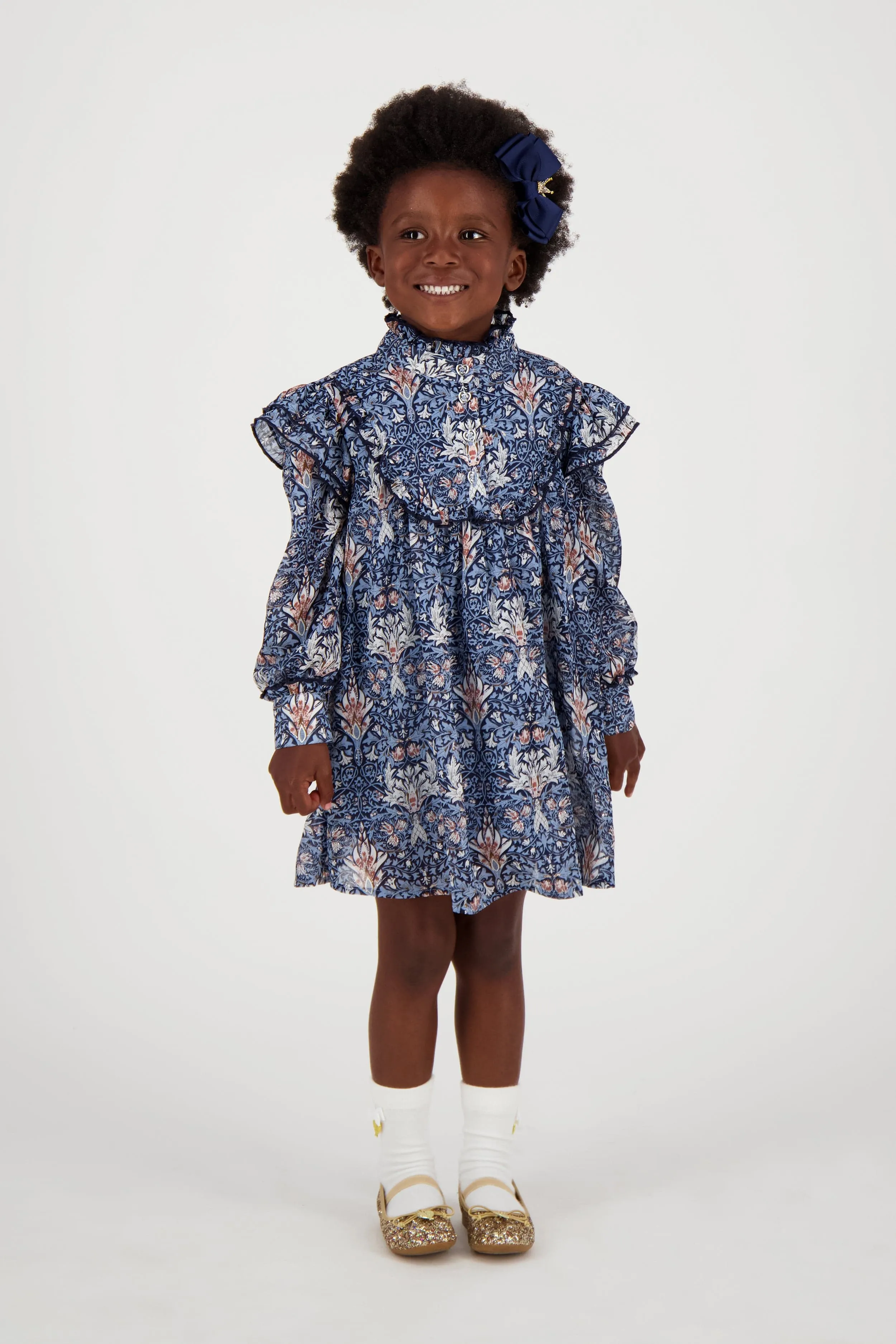 Angels Face Girls Tabatha Printed Dress in Blue