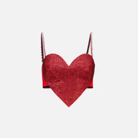 Area Crystal Trim Heart Top - Scarlet