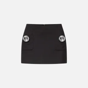 Area Jumbo Crystal Mini Skirt - Black