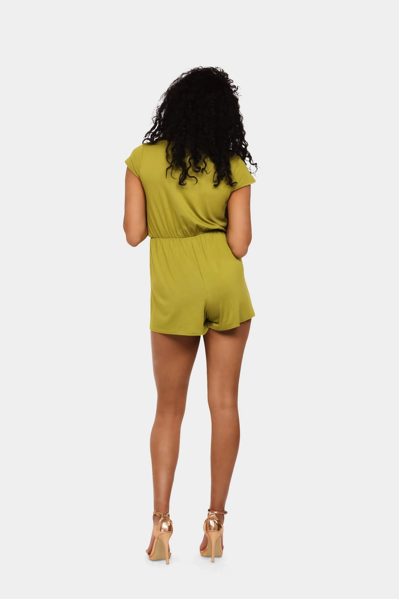 Avocado Wrap Front Basic Playsuit