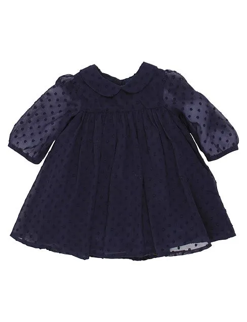 Bebe Dobby Navy Chiffon Dress