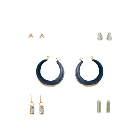 Beveled Hoop & Howlite Earring Set