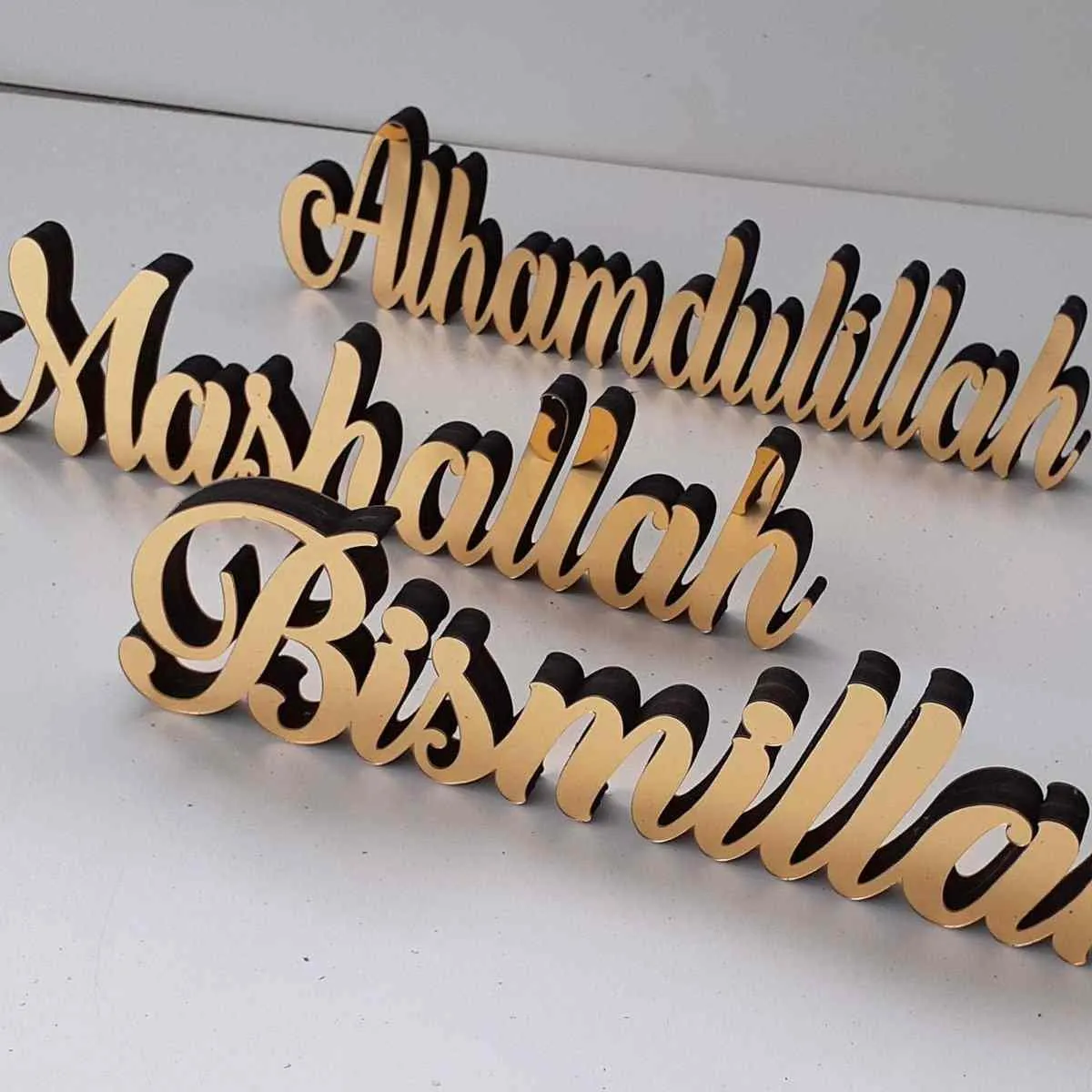 Bismillah, Alhamdulillah, MashAllah Latin Islamic Tabletop Art Decor