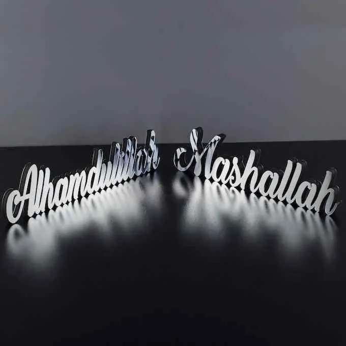 Bismillah, Alhamdulillah, MashAllah Latin Islamic Tabletop Art Decor