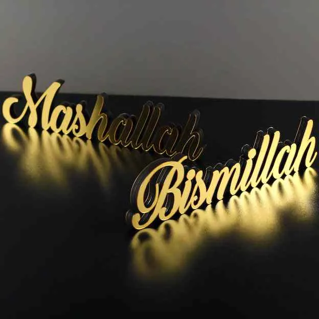 Bismillah, Alhamdulillah, MashAllah Latin Islamic Tabletop Art Decor