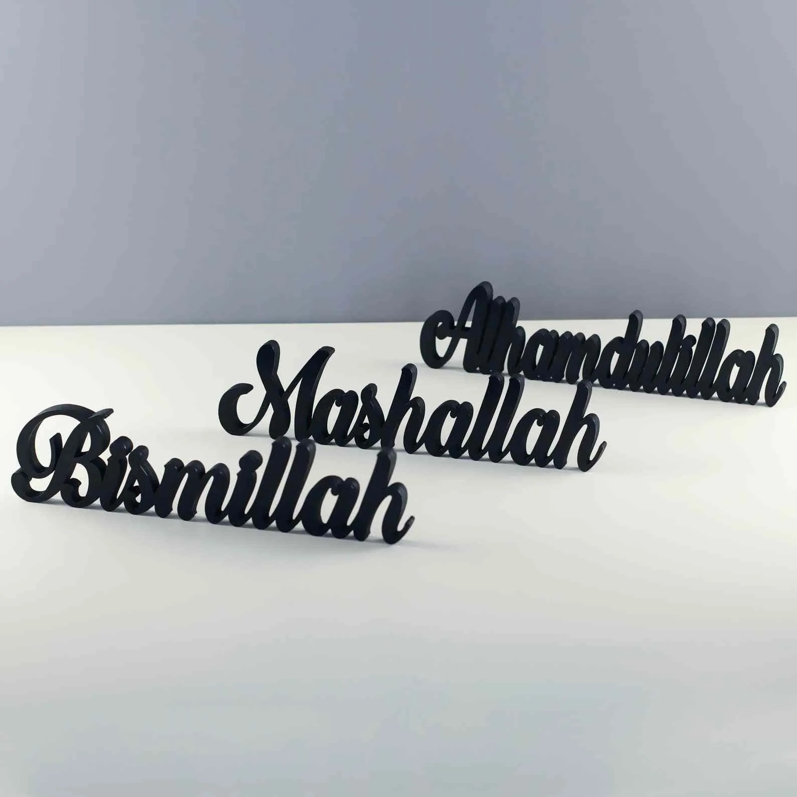 Bismillah, Alhamdulillah, MashAllah Latin Islamic Tabletop Art Decor