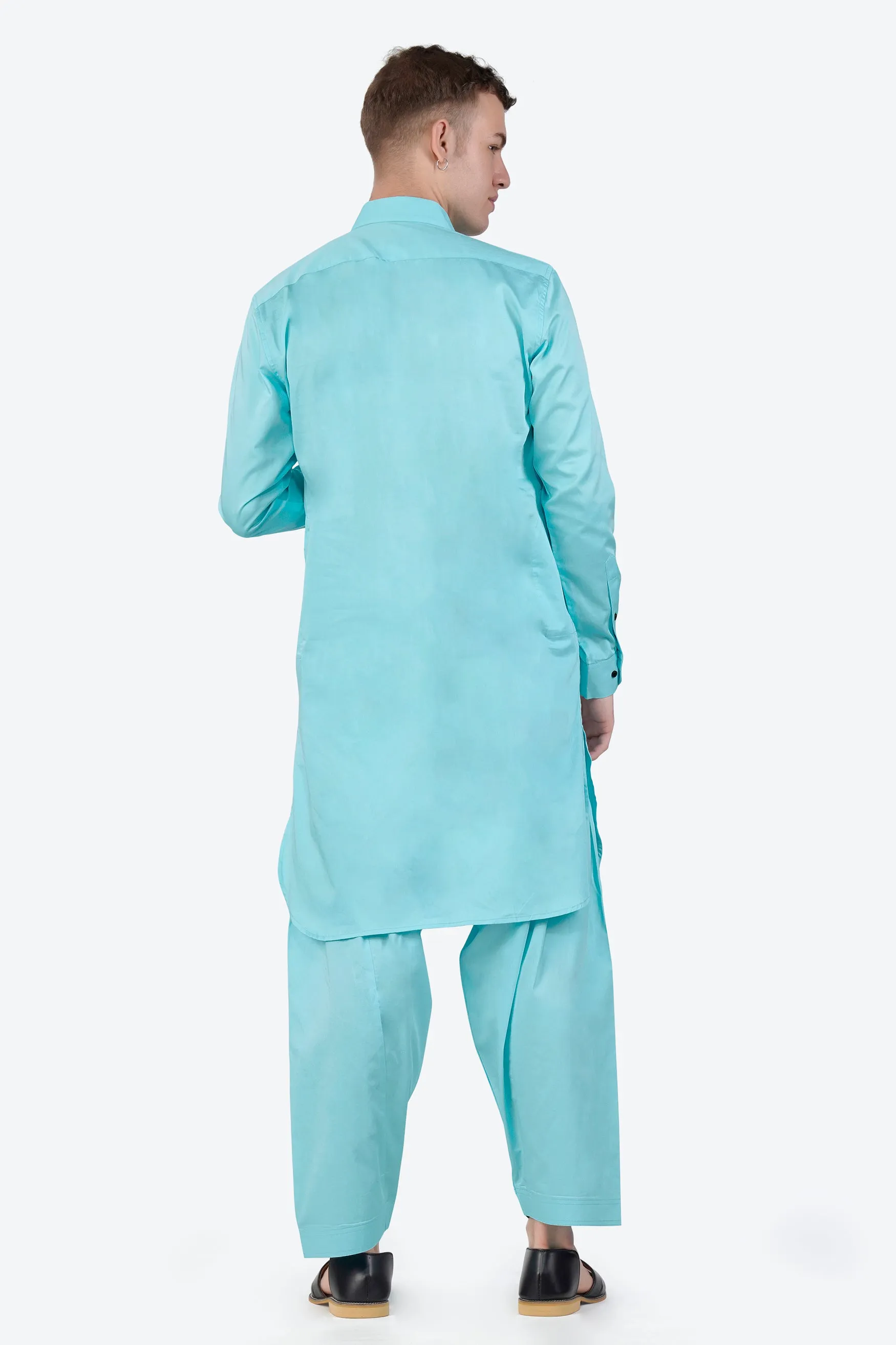 Blizzard Blue Subtle Sheen Super Soft Premium Cotton Pathani