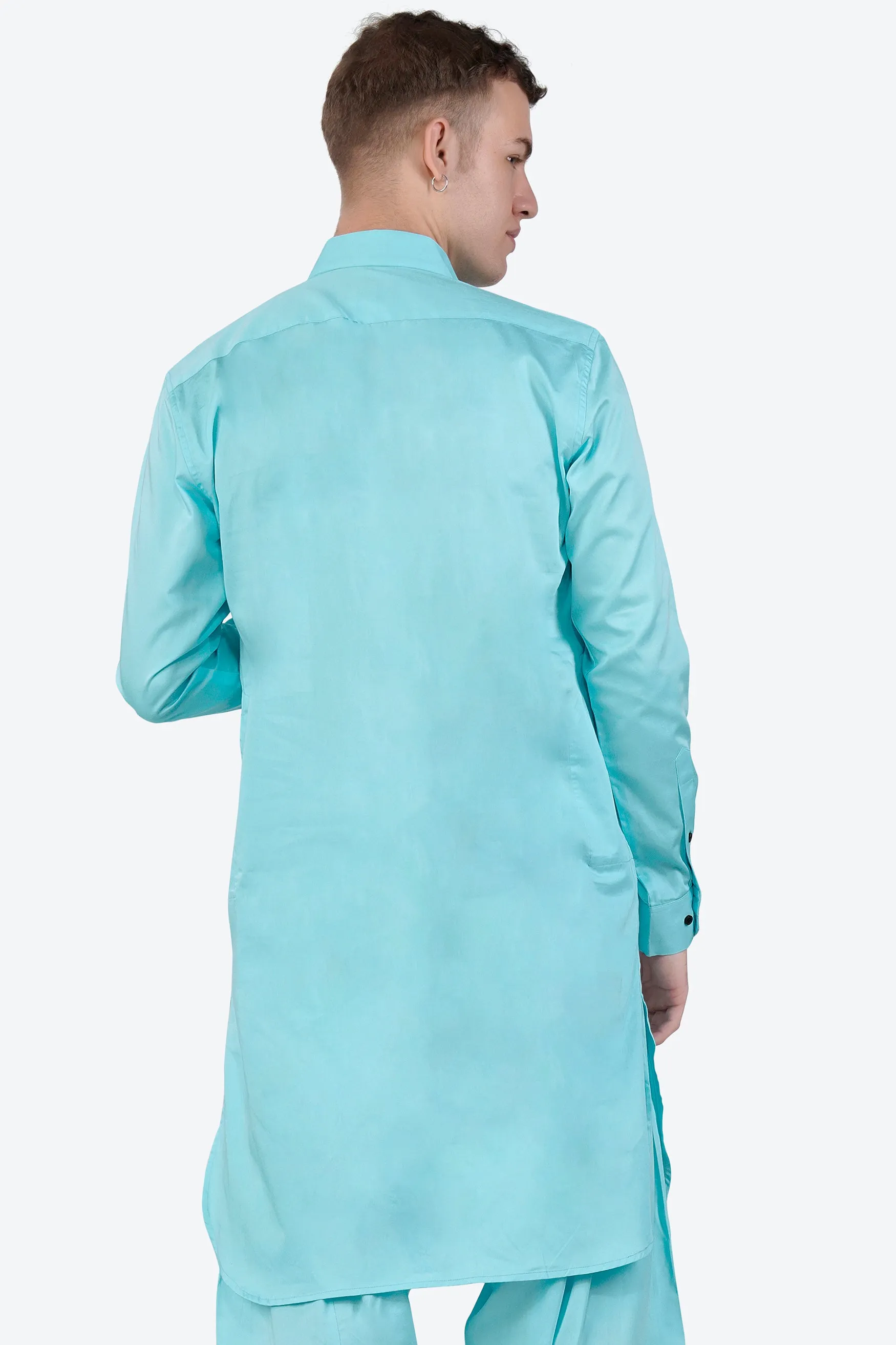 Blizzard Blue Subtle Sheen Super Soft Premium Cotton Pathani