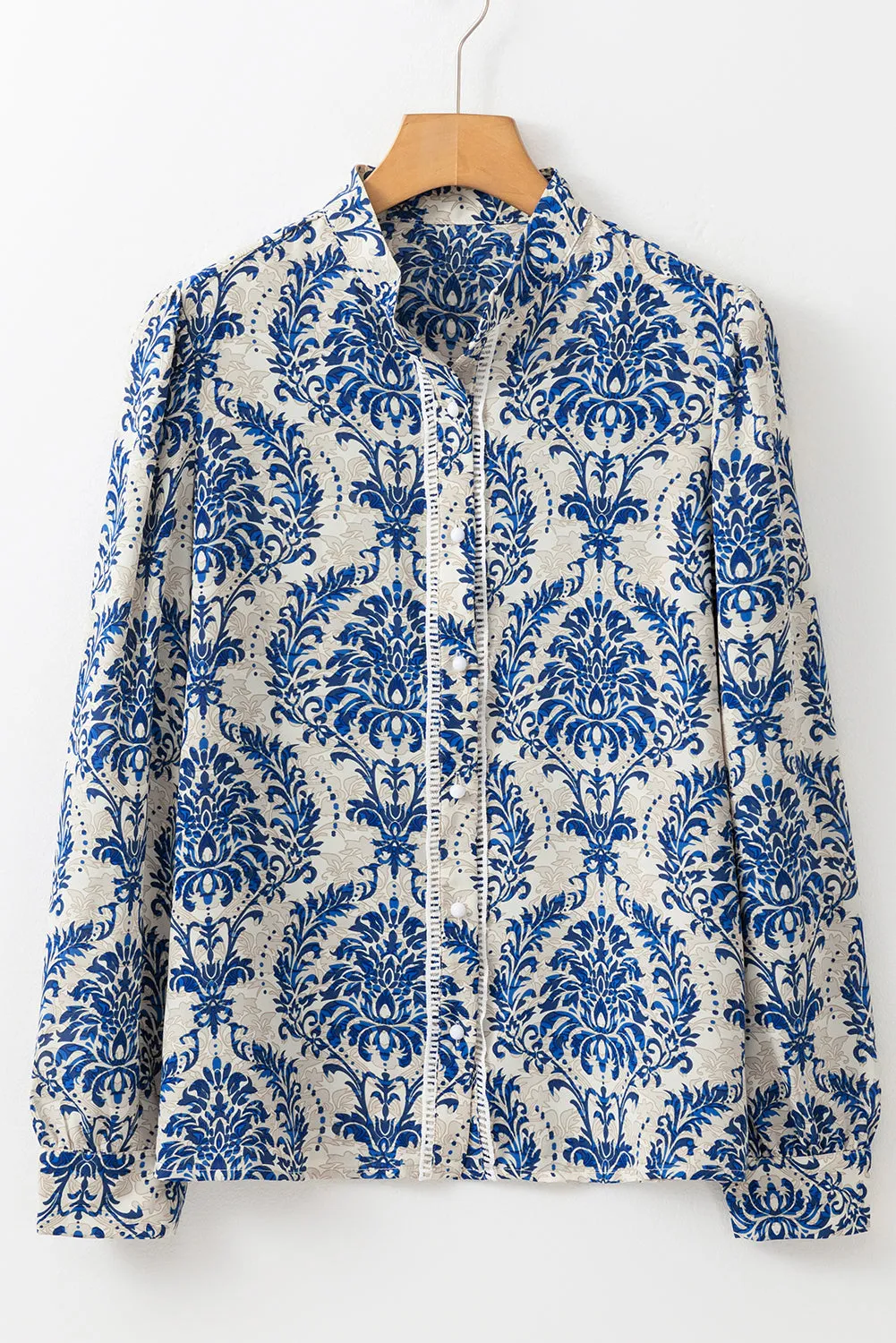 Bohemian Printed Bishop Sleeve Lace Shirt