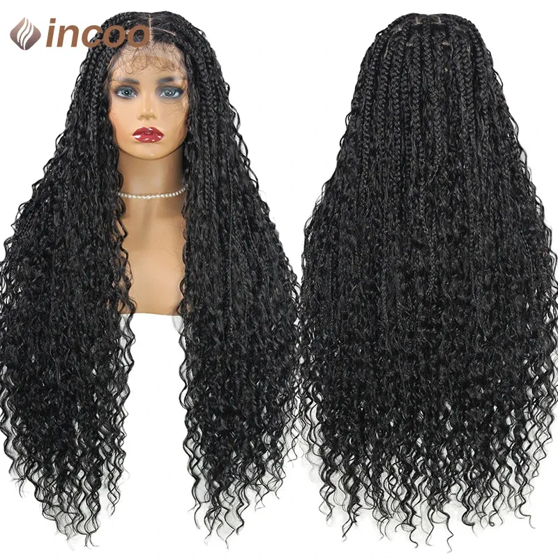 Boho Box Braided Wigs Curly Hair Synthetic Full Lace Front