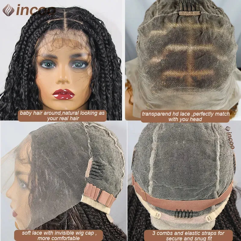 Boho Box Braided Wigs Curly Hair Synthetic Full Lace Front