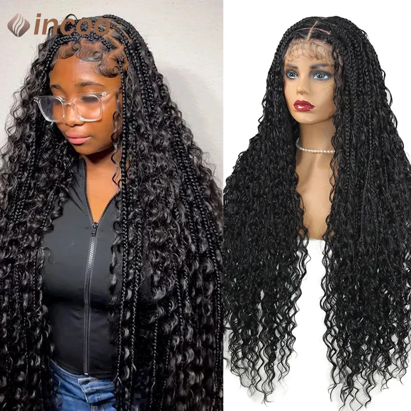 Boho Box Braided Wigs Curly Hair Synthetic Full Lace Front