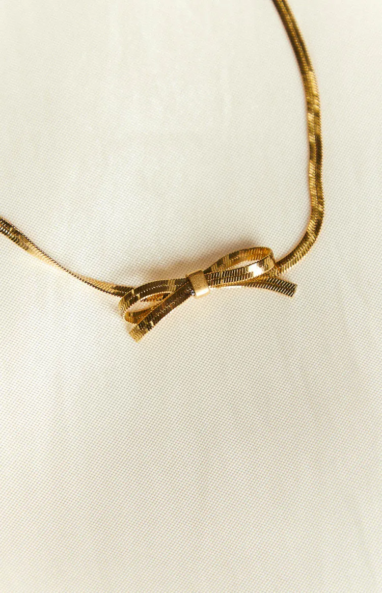 Brylee Gold Bowknot Pendant Necklace