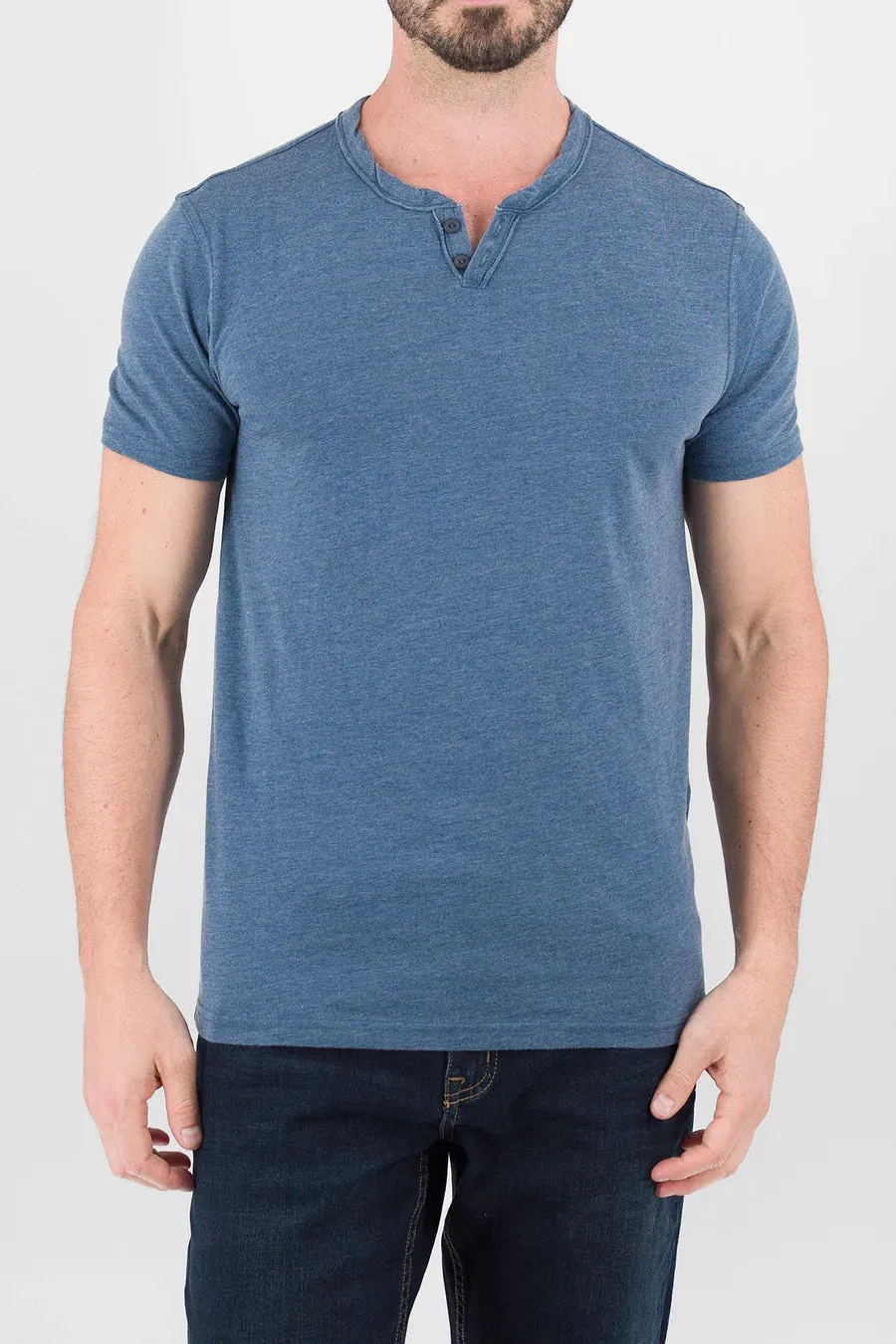 Burnout Henley-Ensign Blue - Devil Dogs