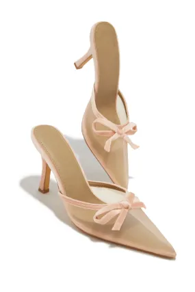 Carrie Mule Heel Pumps - Nude