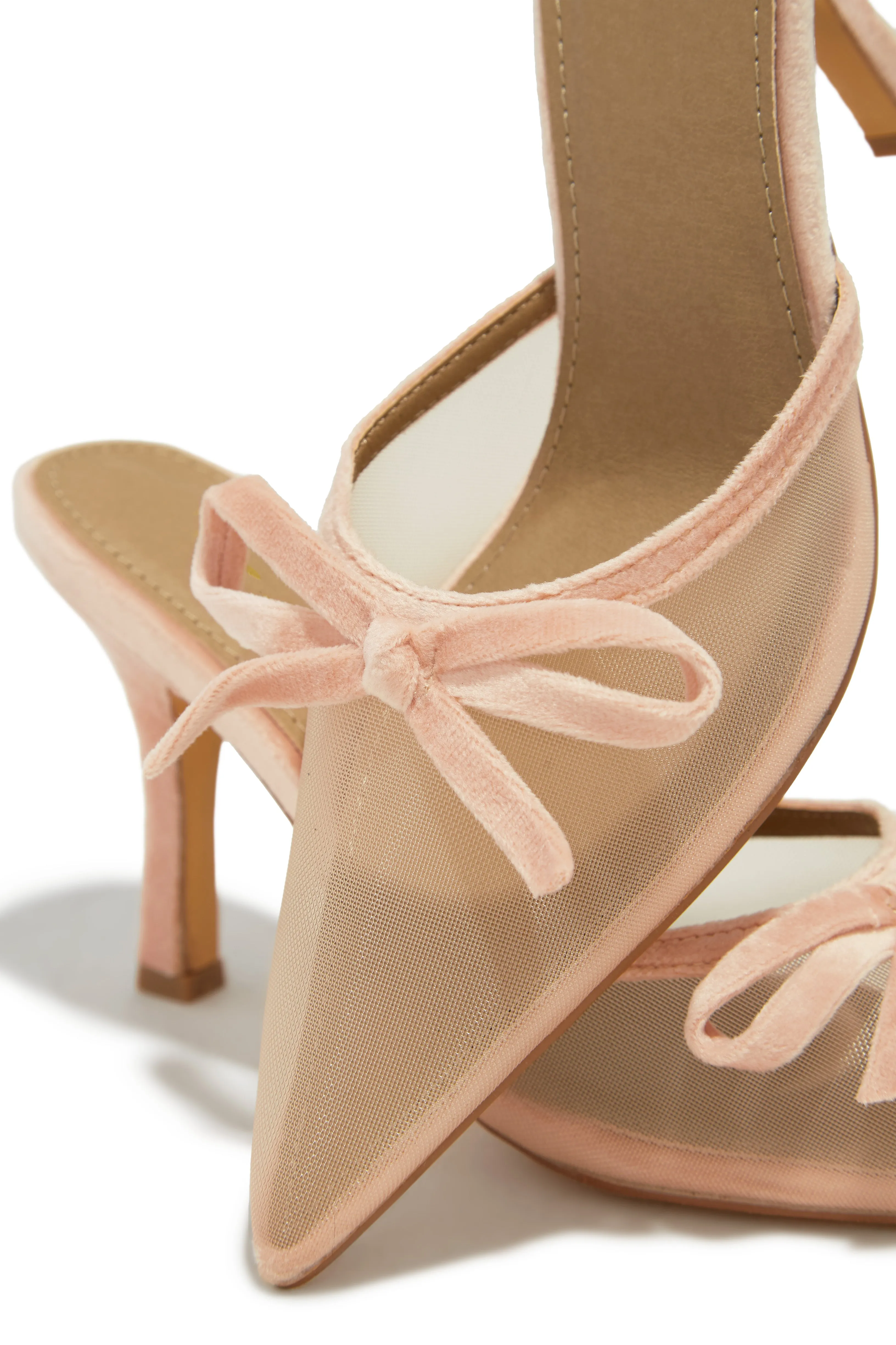 Carrie Mule Heel Pumps - Nude