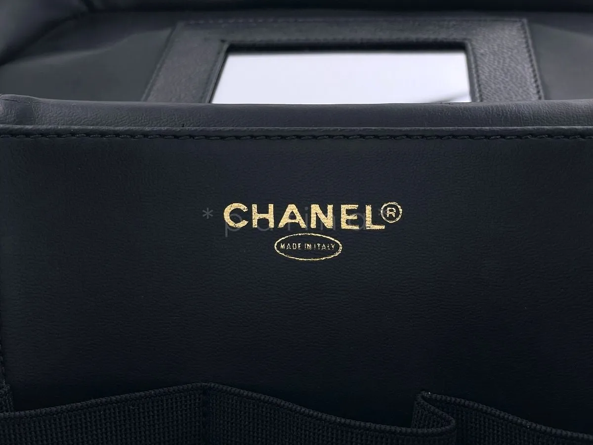 Chanel 1997 Vintage Black Caviar Large Vanity Trunk Bag with lock and strap