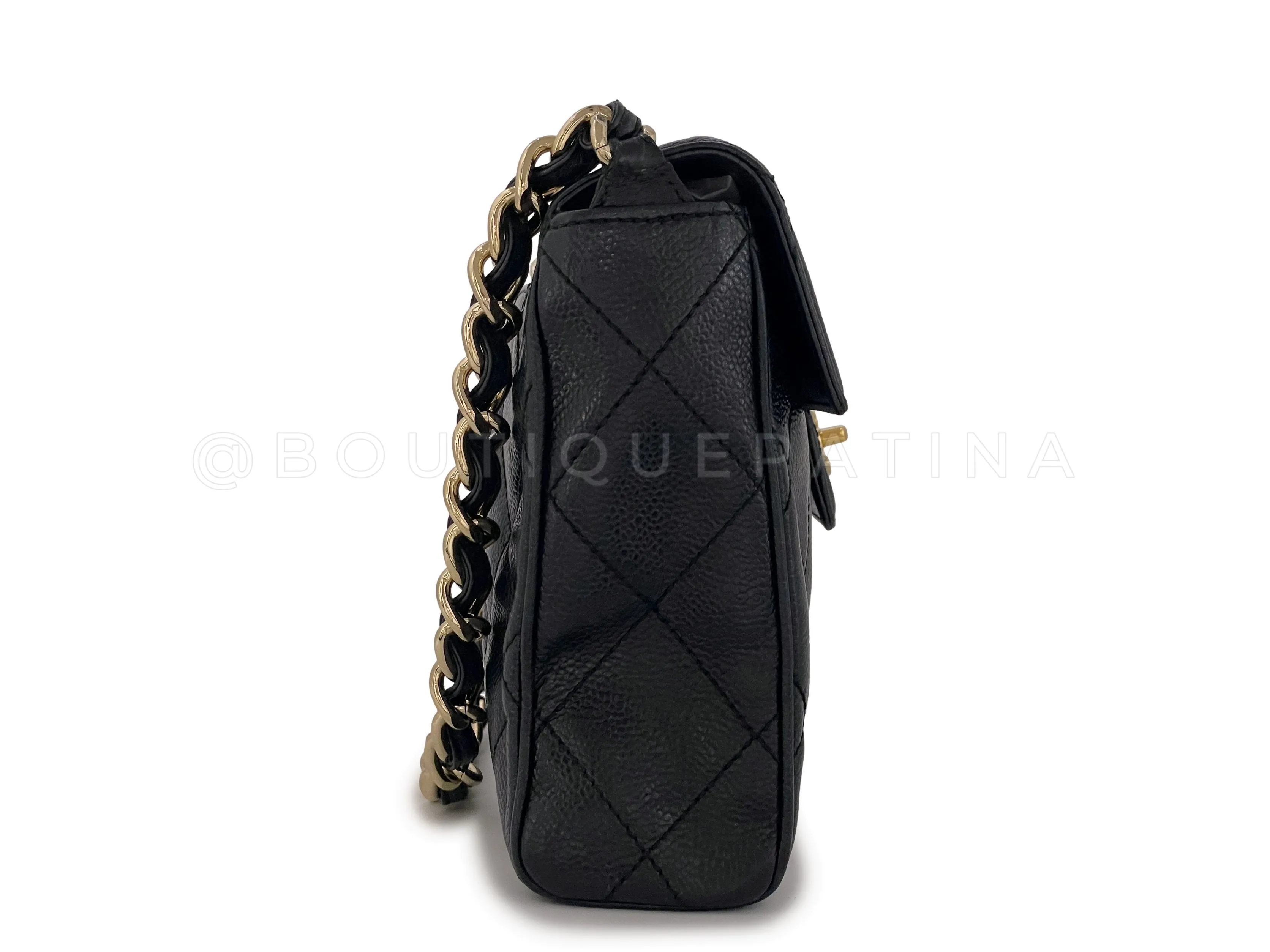 Chanel 2002 Vintage Black Caviar Chunky Single Chain Flap Bag 24k GHW