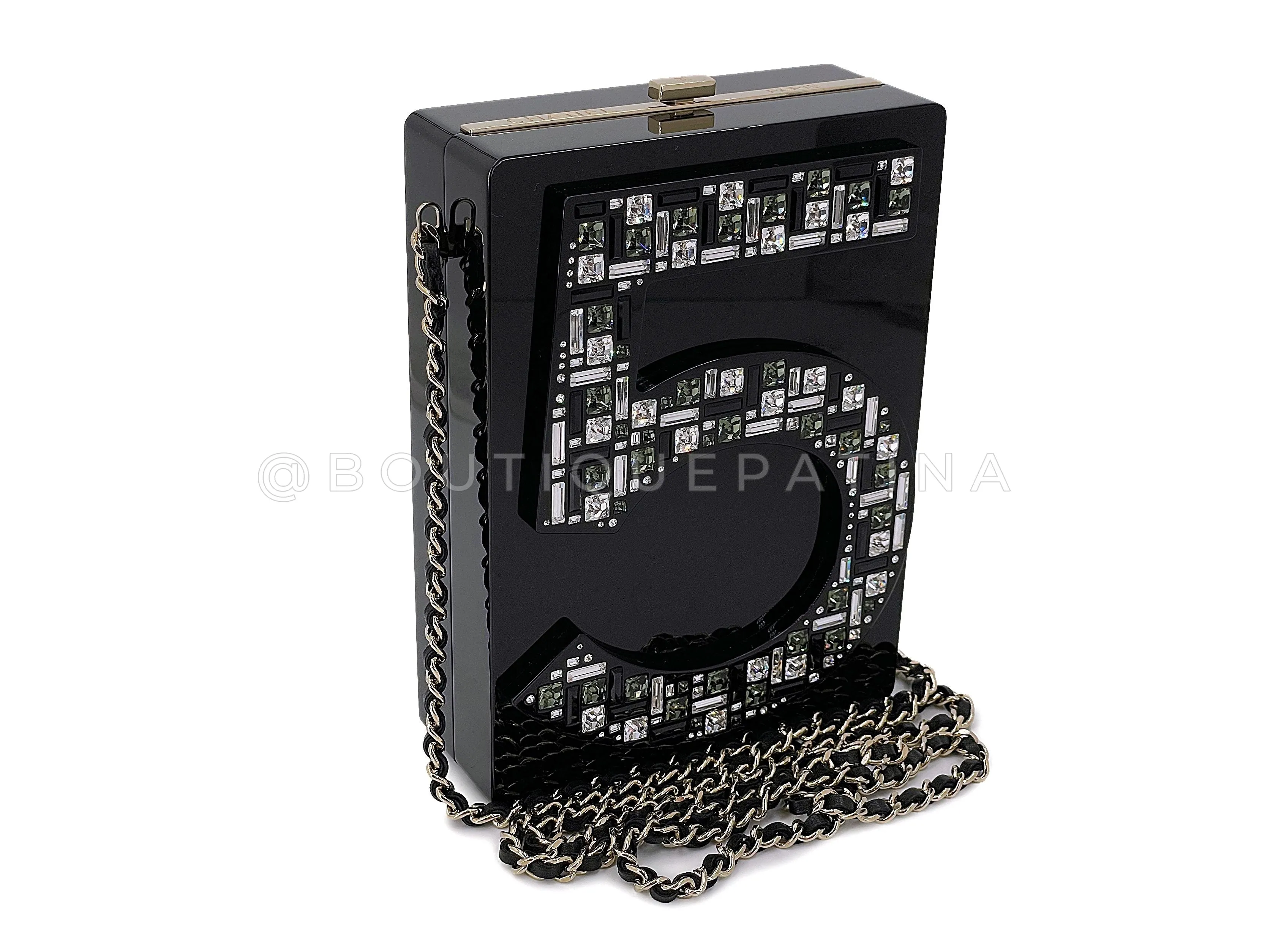 Chanel 2015 Crystal "5" Plexiglass Minaudière Evening Clutch Bag GHW