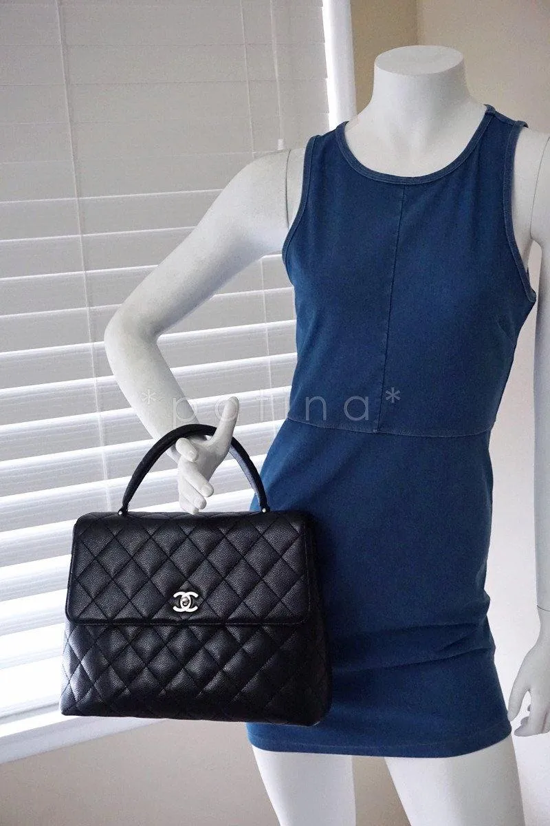 Chanel Black 2.55 Classic Quilted Kelly Flap Satchel Bag