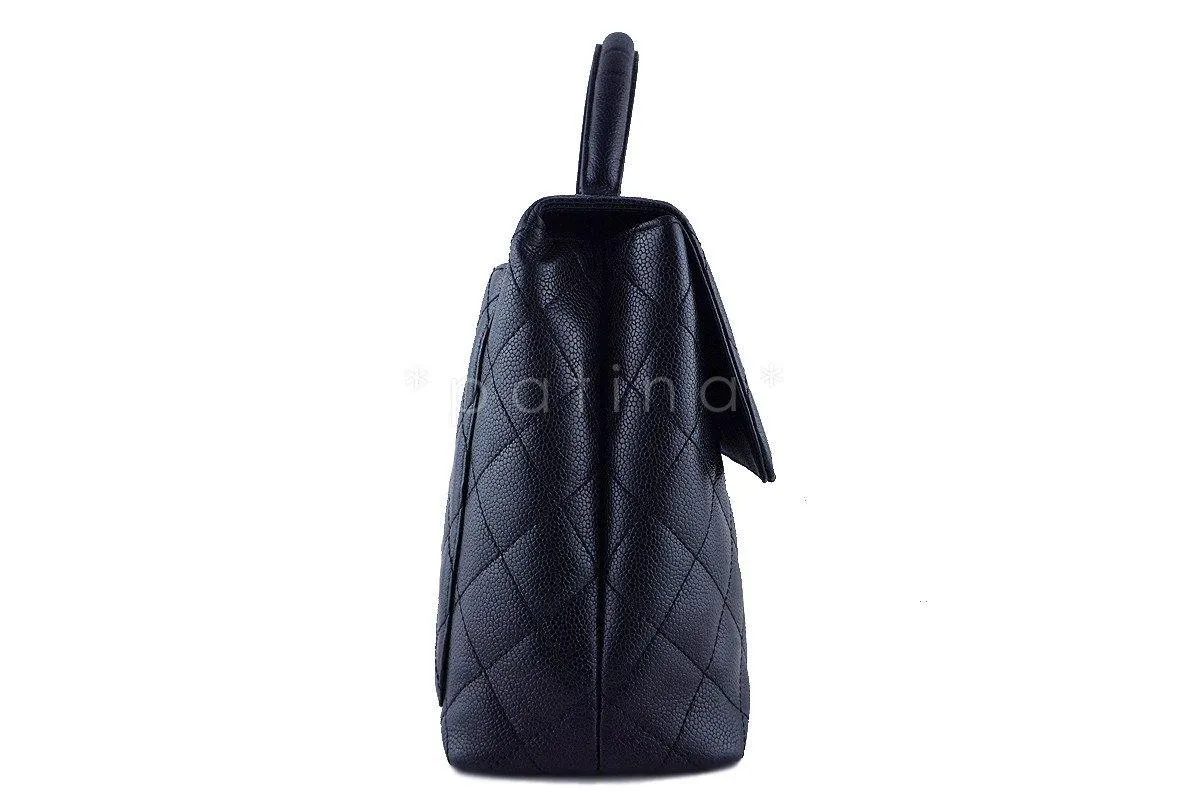 Chanel Black 2.55 Classic Quilted Kelly Flap Satchel Bag