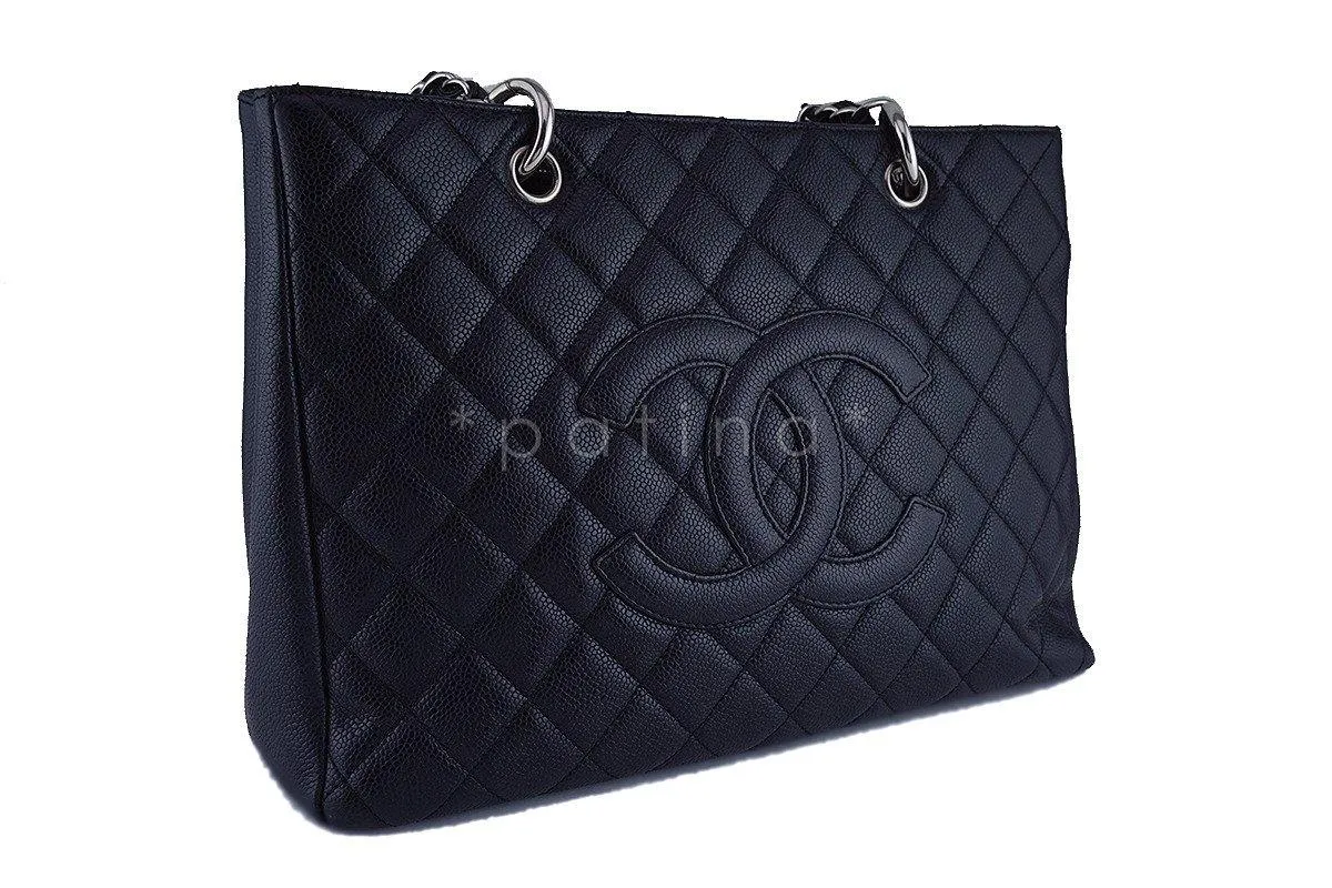 Chanel Black Caviar Classic Grand Shopper Tote GST Shopping Bag SHW