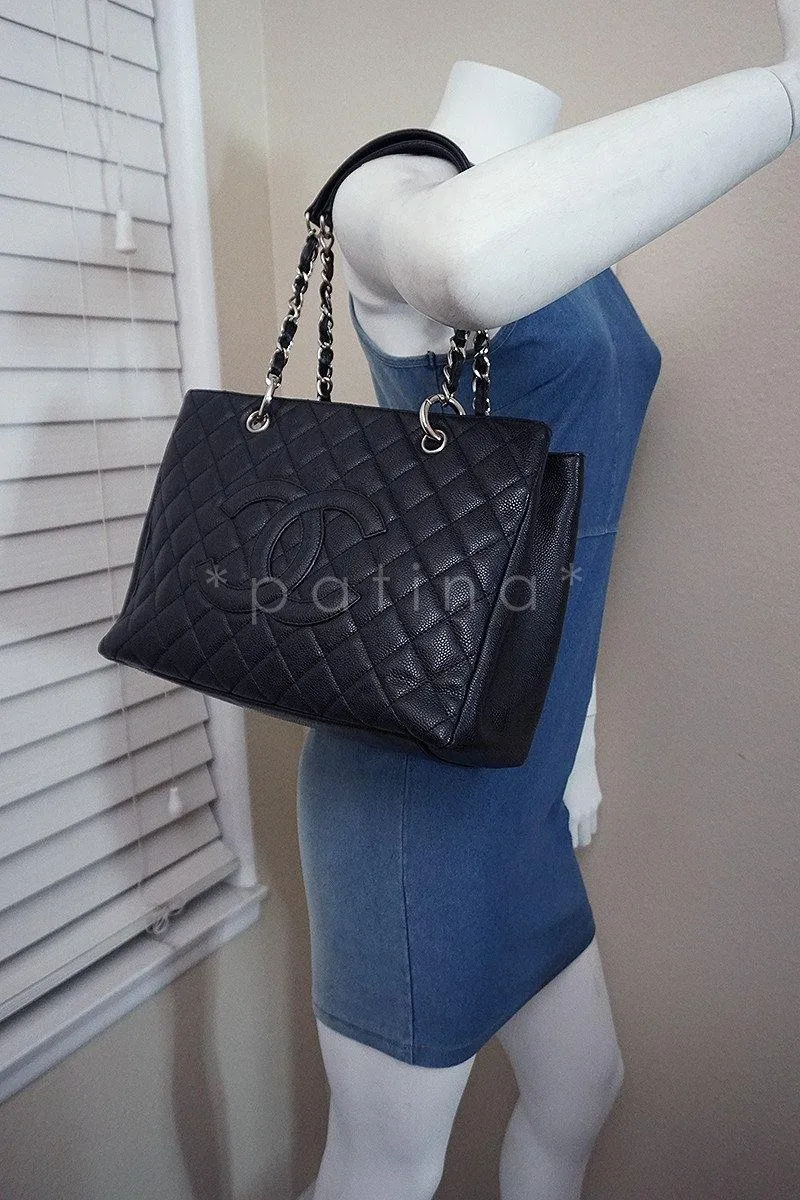 Chanel Black Caviar Classic Grand Shopper Tote GST Shopping Bag SHW