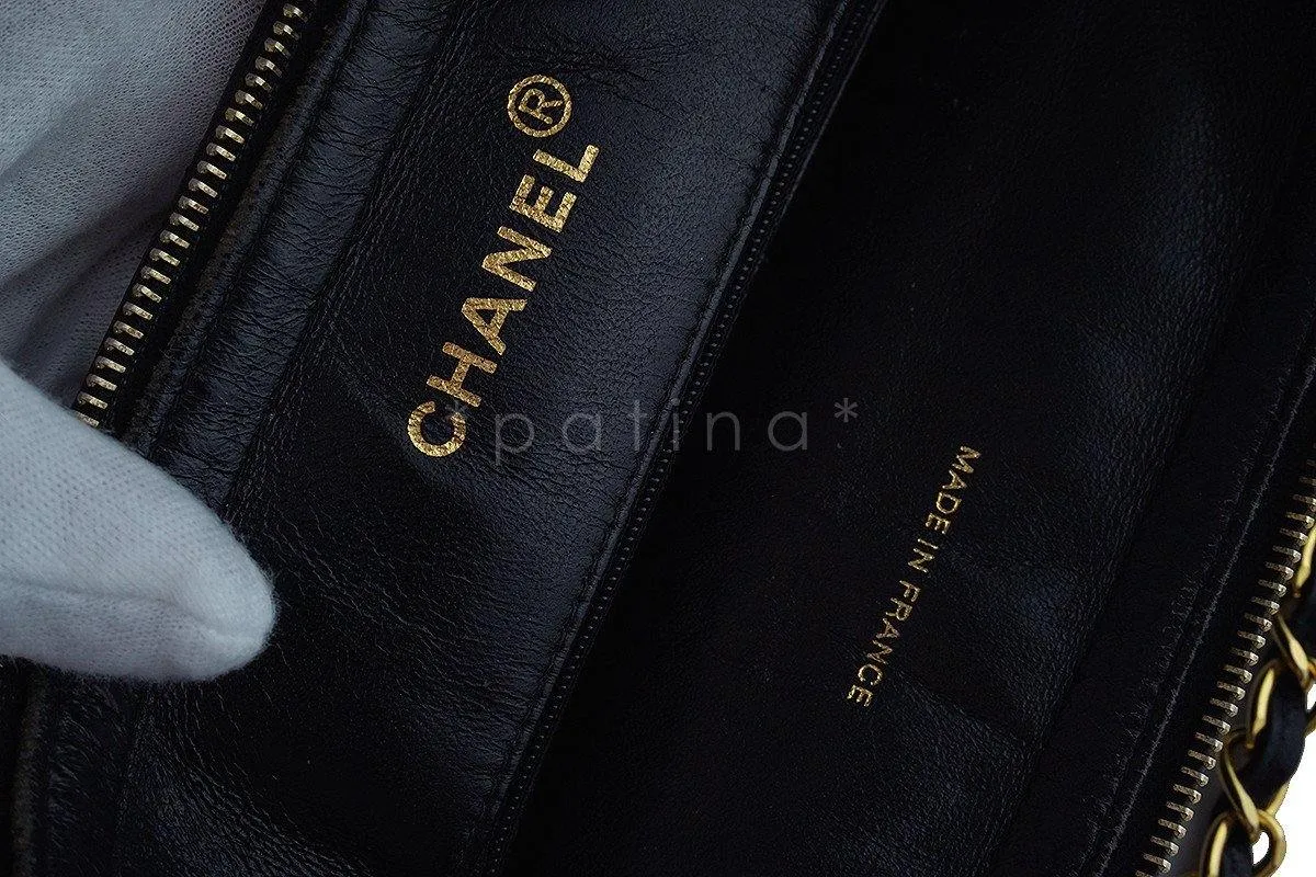 Chanel Black Caviar Classic Quilted Flap Shopper Tote Bag