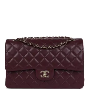 Chanel Jumbo Classic Double Flap Bag Dark Burgundy Shiny Caviar Gold Hardware