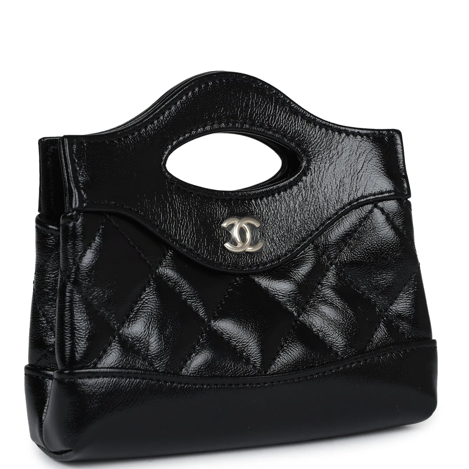 Chanel Micro 31 Shopper Black Shiny Lambskin Light Gold Hardware