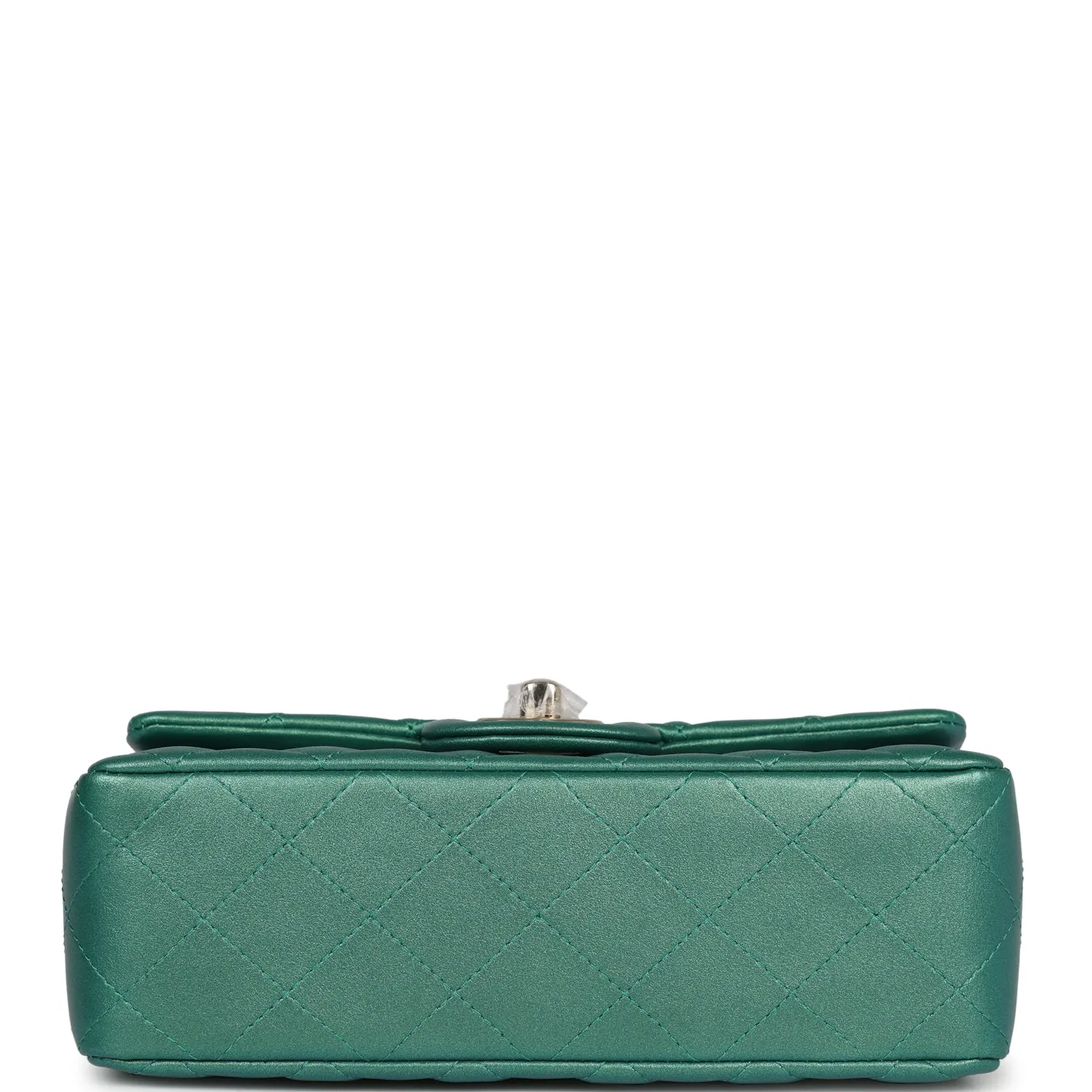 Chanel Mini Classic Rectangular Flap Iridescent Green Lambskin Light Gold Hardware