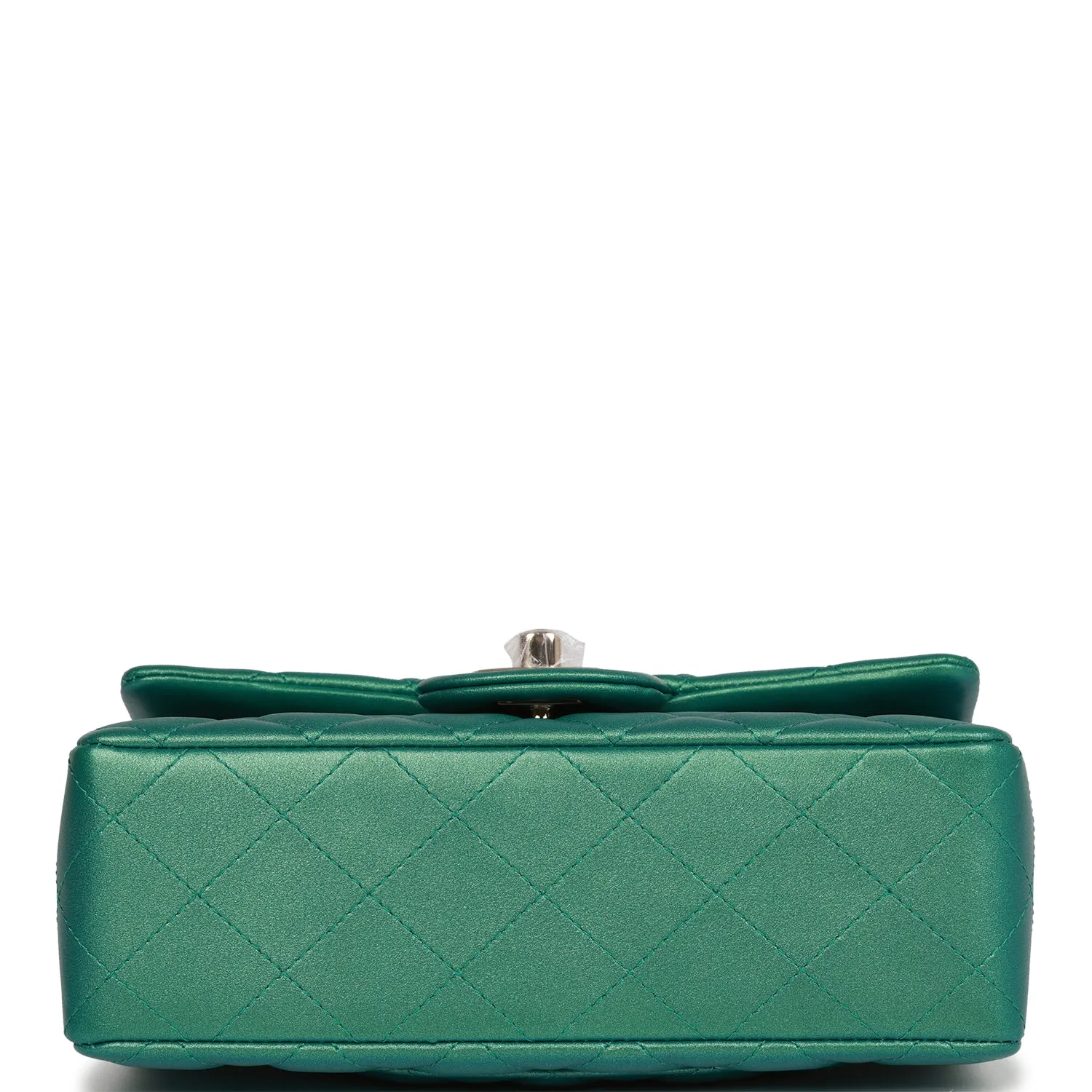 Chanel Mini Rectangular Flap Bag Green Iridescent Quilted Lambskin Light Gold Hardware