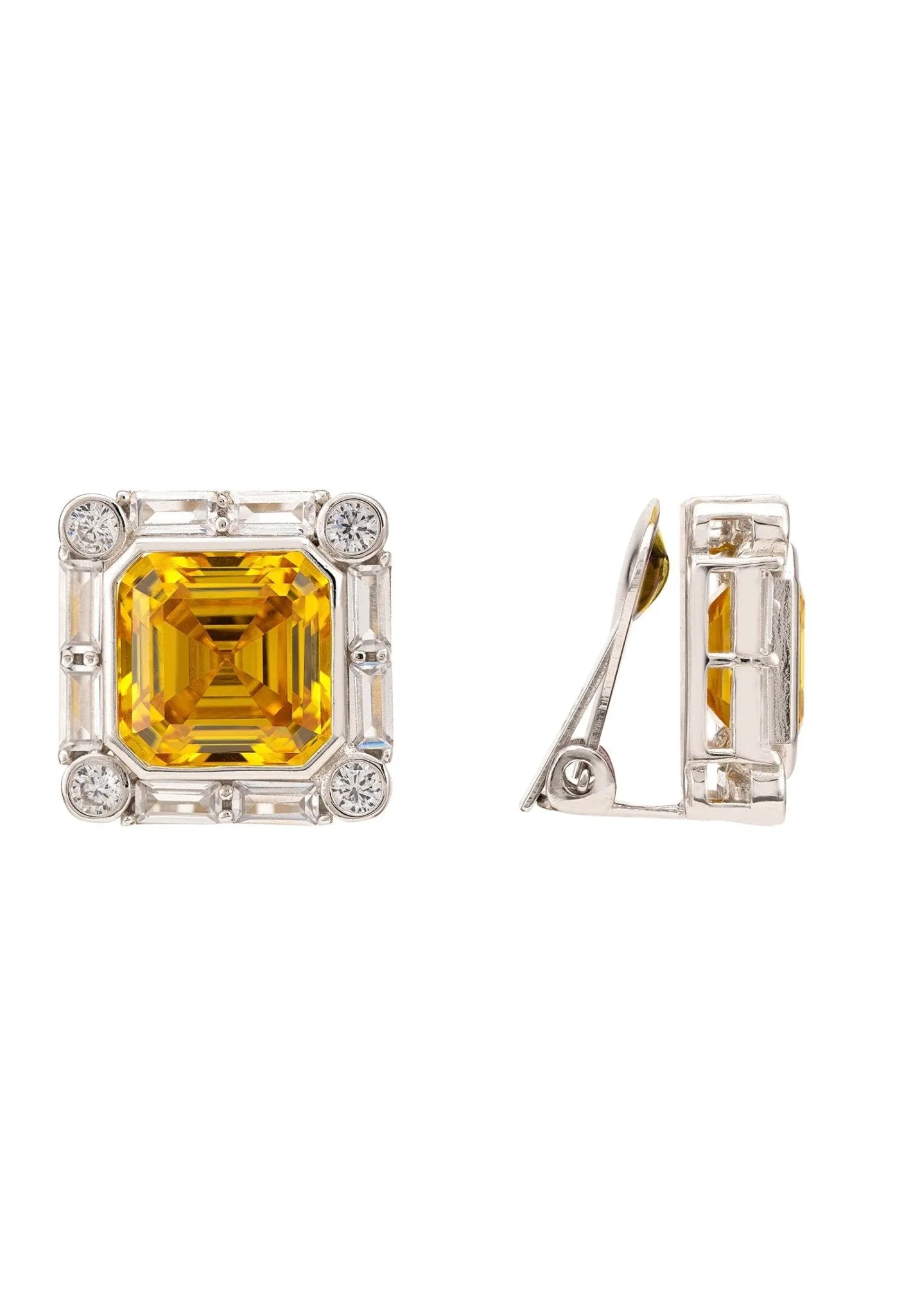 Chatsworth Clip On Earrings Citrine Silver