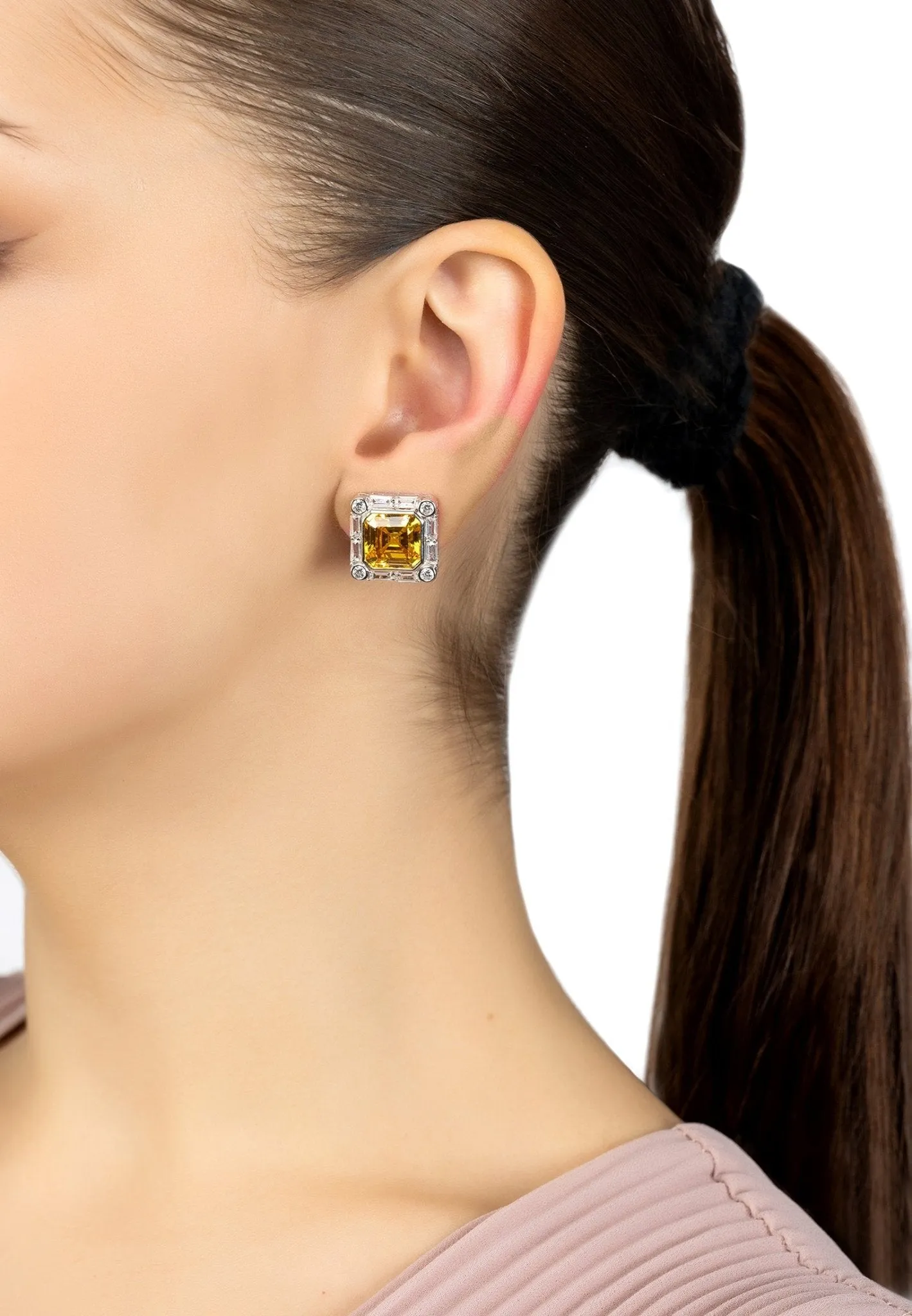 Chatsworth Clip On Earrings Citrine Silver