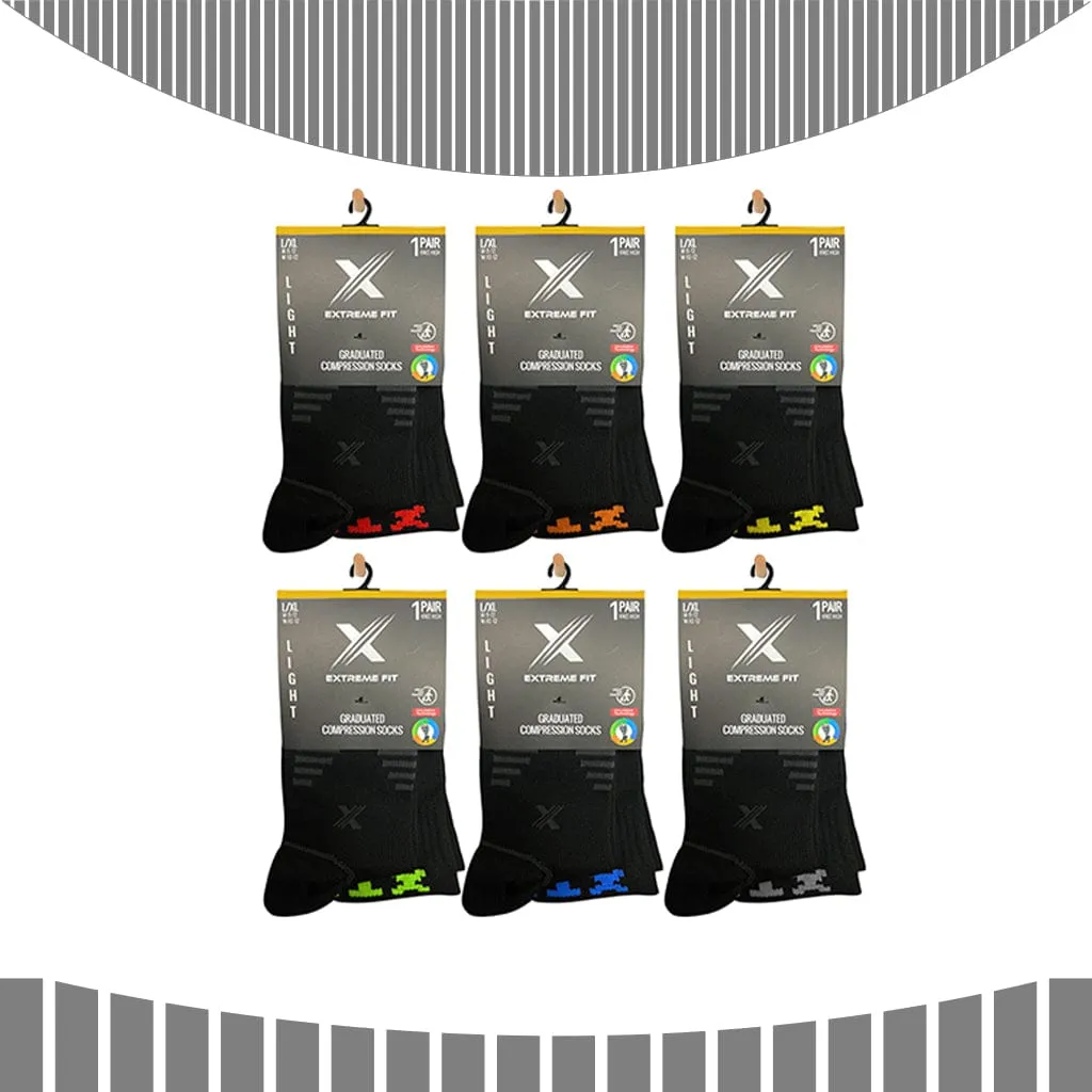 Colored Toes Compression Socks (6-Pairs)