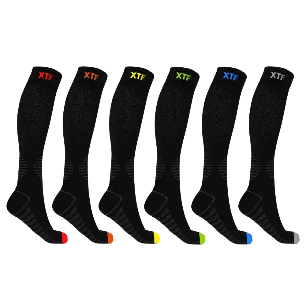 Colored Toes Compression Socks (6-Pairs)