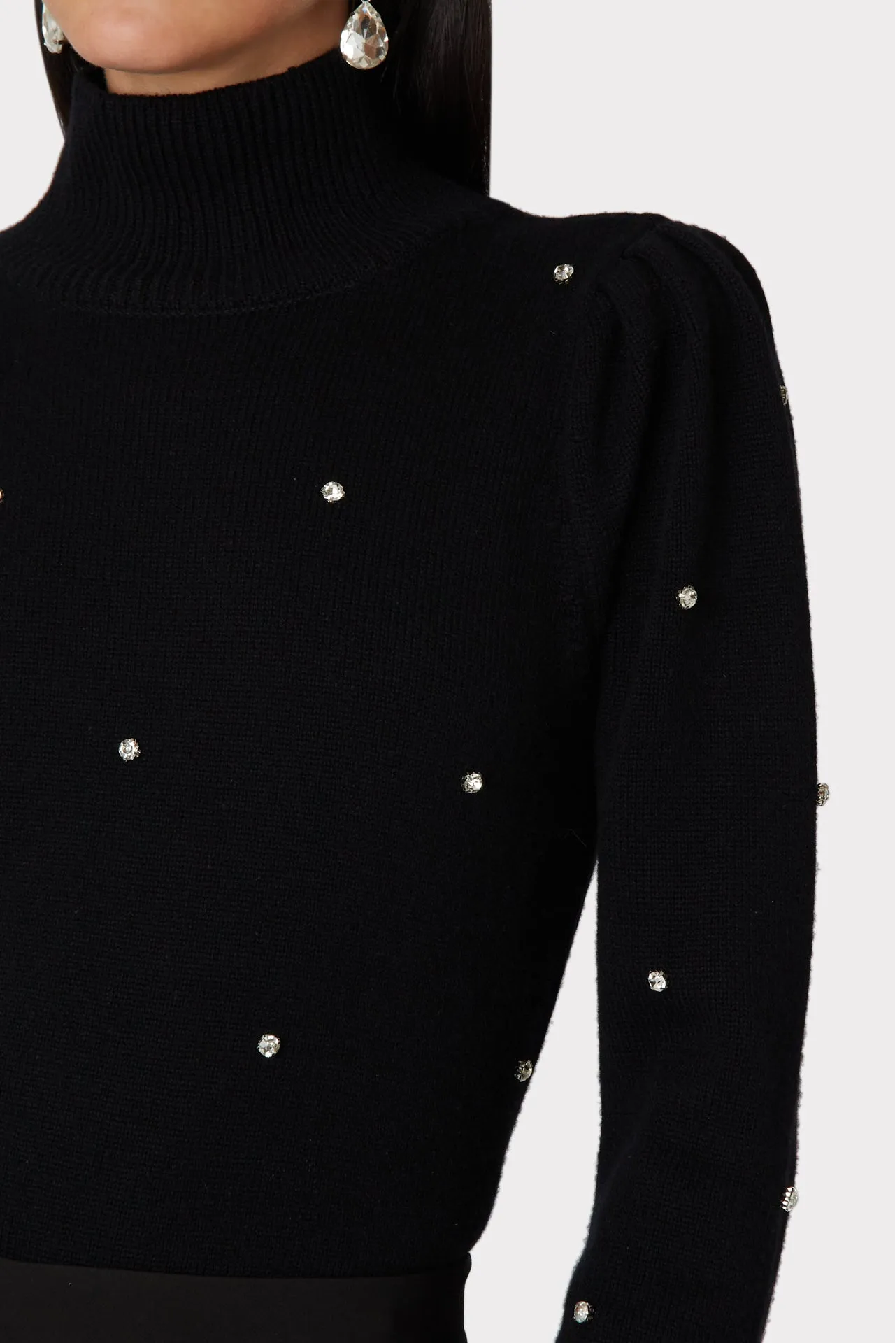 Crystal Embellishment Turtle Neck