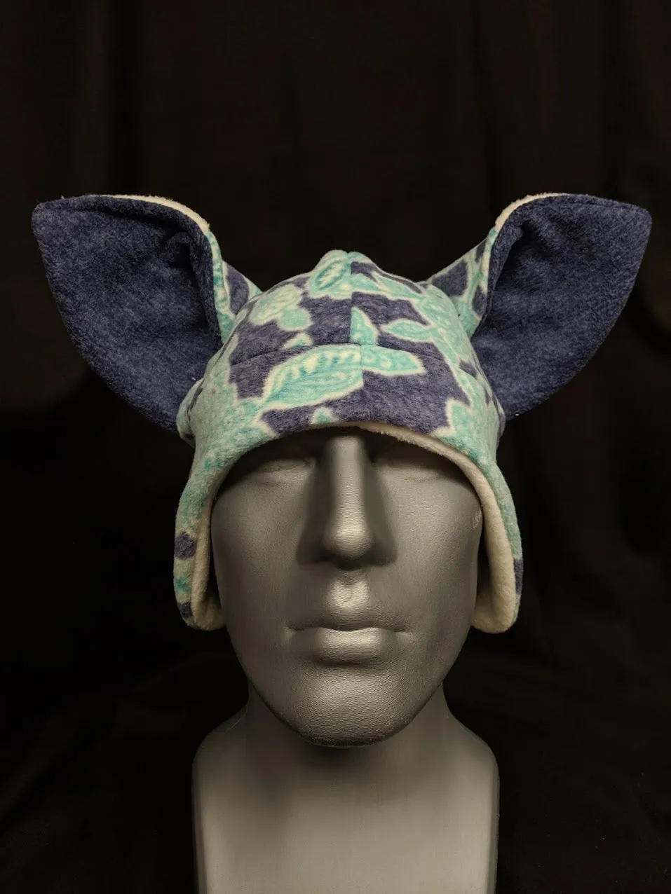 Dark Blue Floral Fox Hat