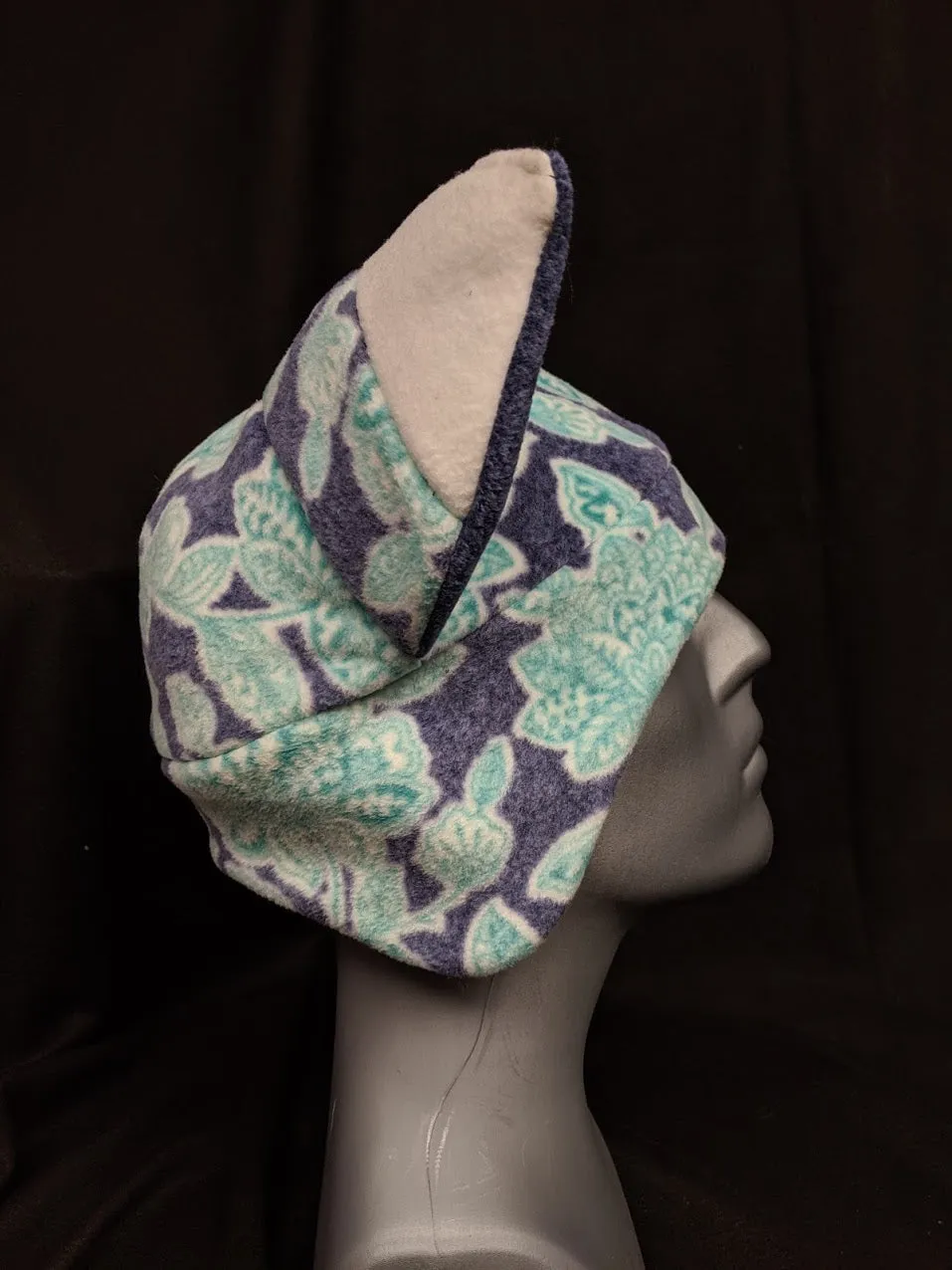 Dark Blue Floral Fox Hat