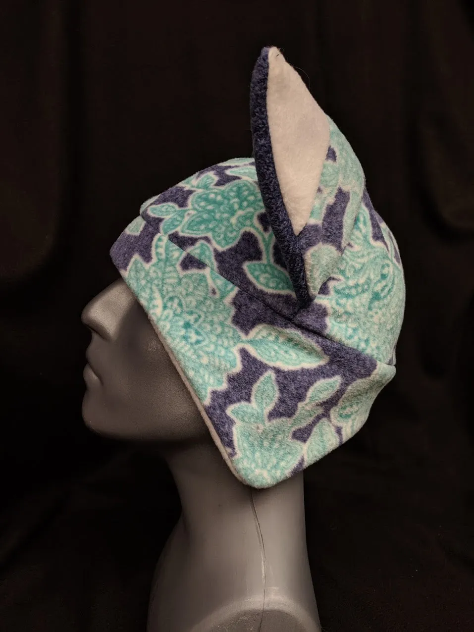 Dark Blue Floral Fox Hat