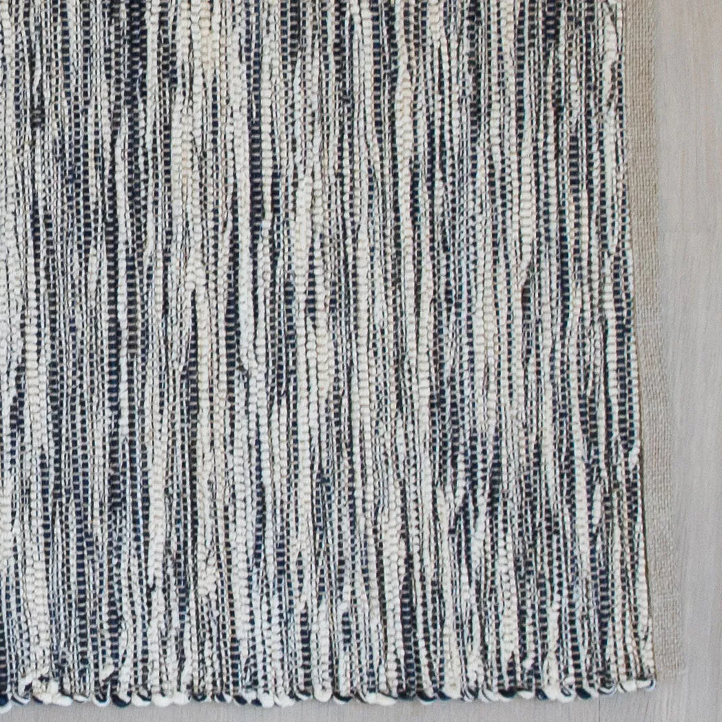 Dark Navy Cotton & Linen Handwoven Rug