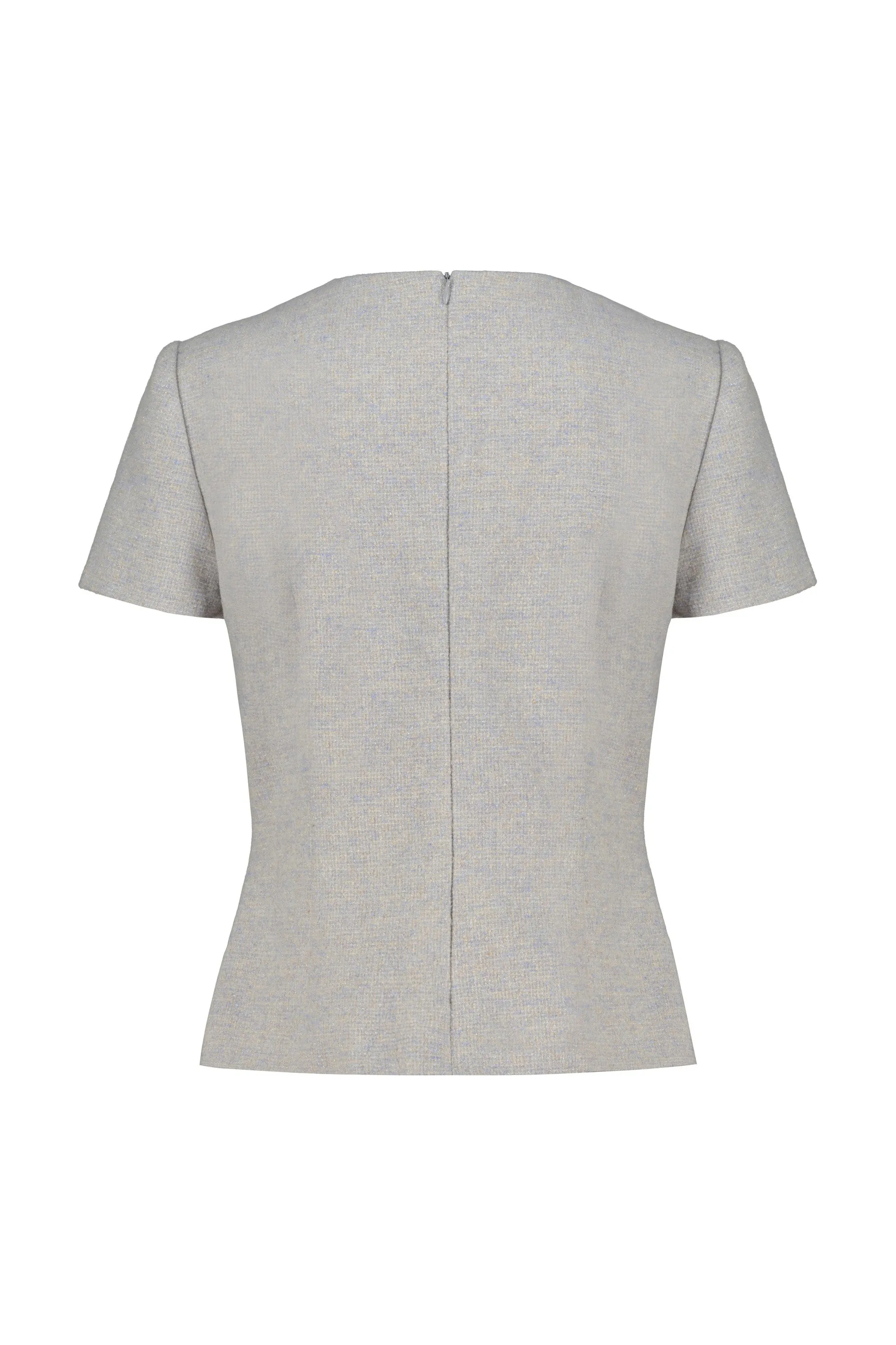 DAVALLIA GRAY WOOL-CASHMERE TWEED BLOUSE