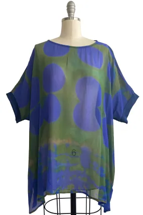 Deb Tunic Chiffon w/ Itajime Circle Dye -  Green, Indigo, & Navy